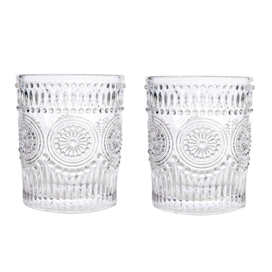 Sun Flower Embossed Vintage Drinking Glass