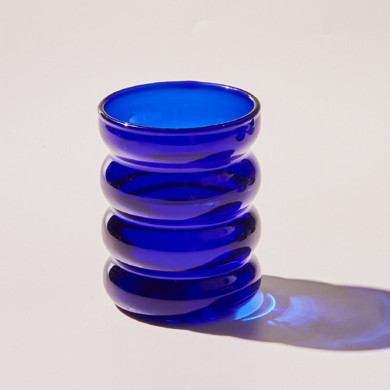 Cobalt blue colored drinking glass