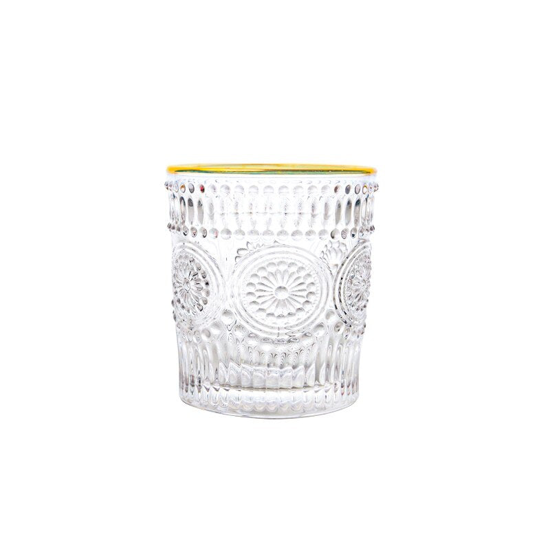 Sun Flower Embossed Vintage Drinking Glass