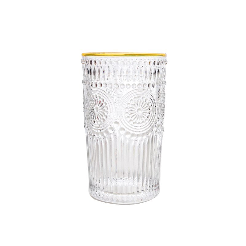 Sun Flower Embossed Vintage Drinking Glass