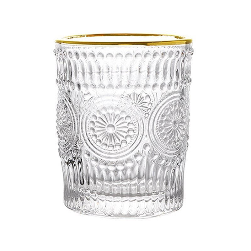 Sun Flower Embossed Vintage Drinking Glass