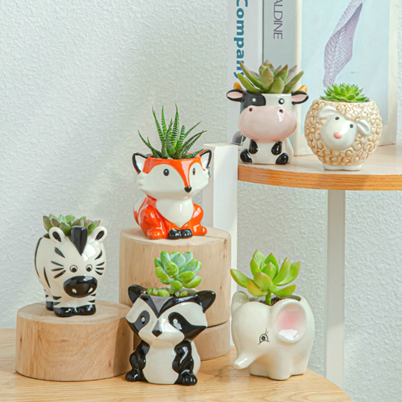 Glazed Animal Succulent Mini Planters