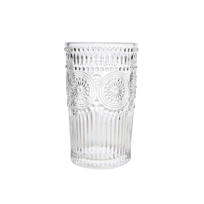 Sun Flower Embossed Vintage Drinking Glass