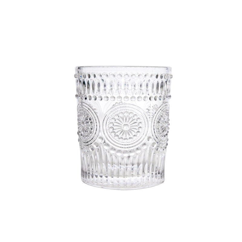 Sun Flower Embossed Vintage Drinking Glass