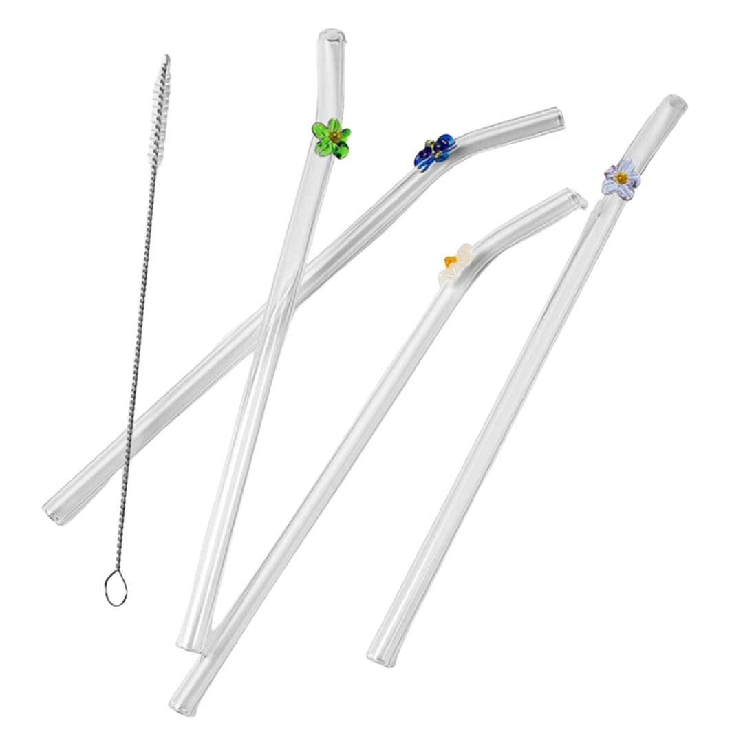 Clear Glass Straws Set