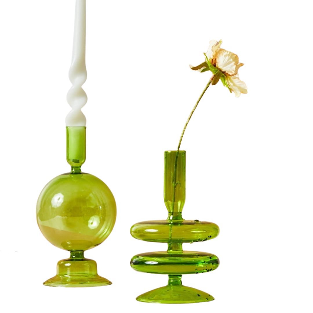 Lime Green Glass Candle Holder