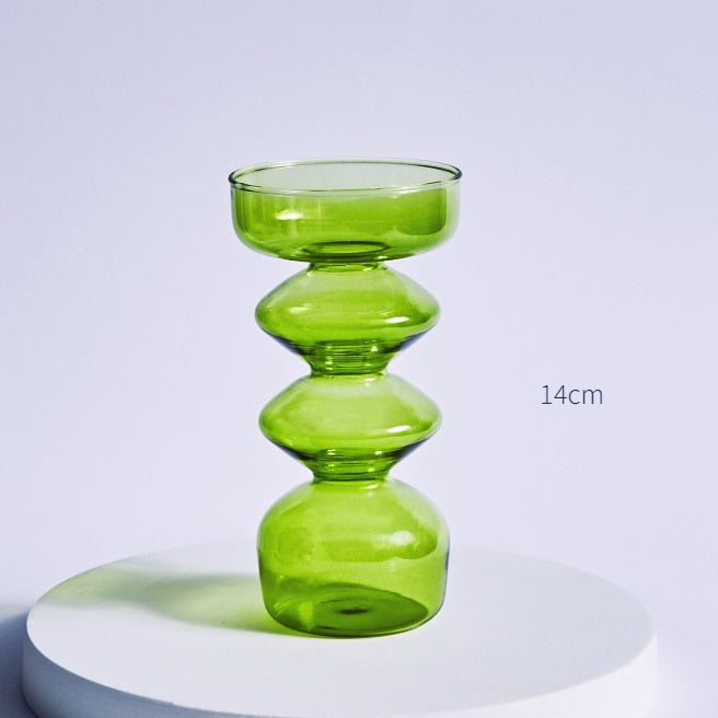 Lime Green Glass Candle Holder