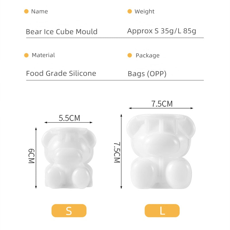 3D Teddy Bear Ice Cube Mold