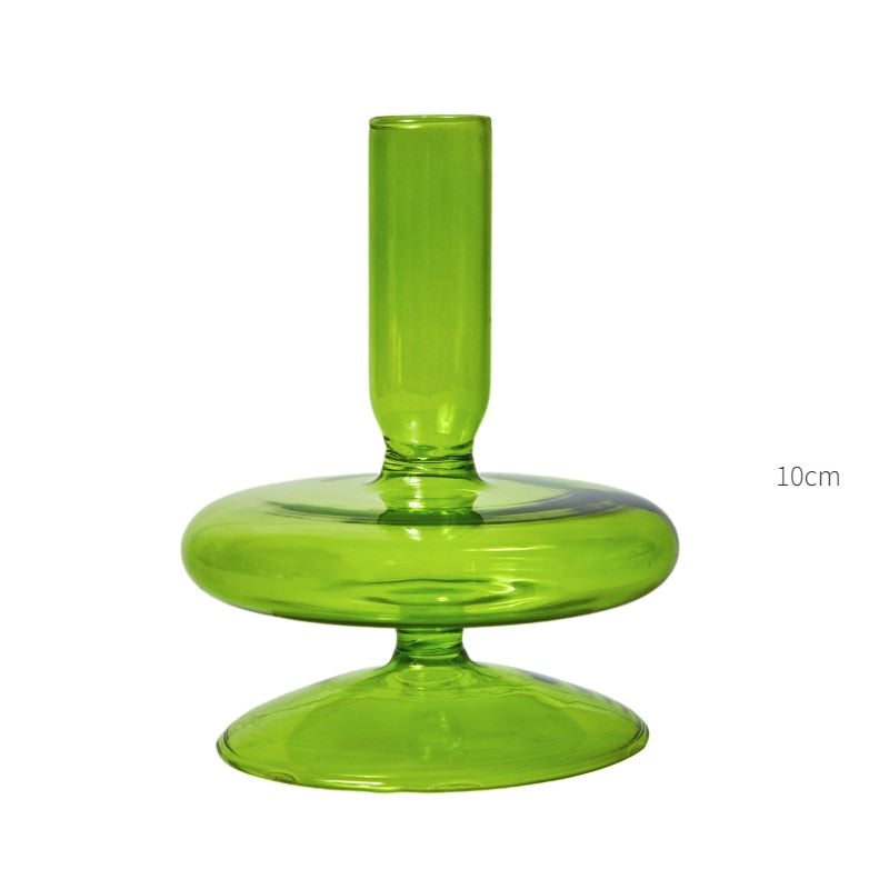 Lime Green Glass Candle Holder