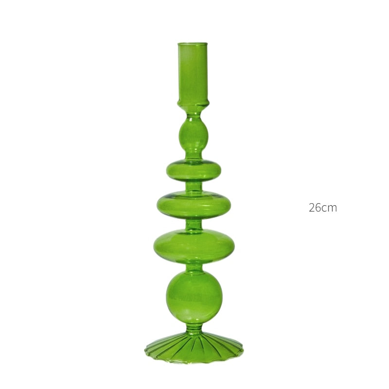 Lime Green Glass Candle Holder