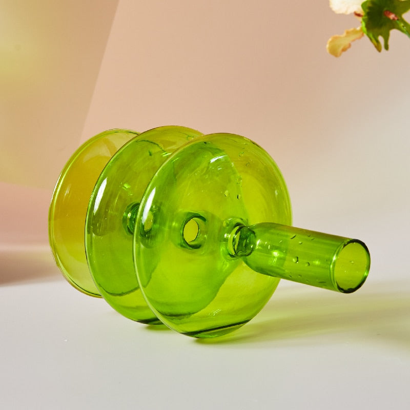 Lime Green Glass Candle Holder