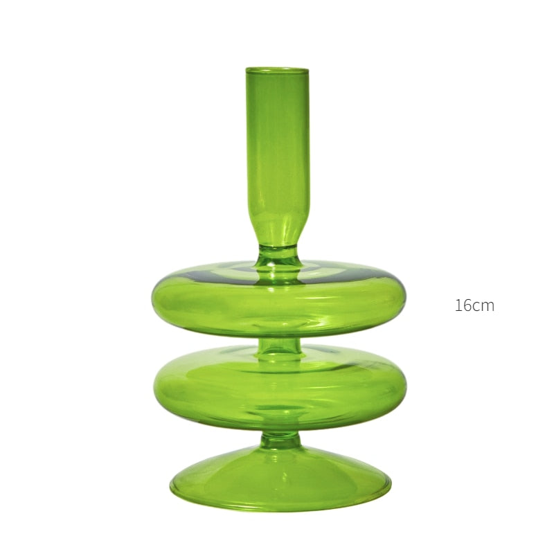 Lime Green Glass Candle Holder