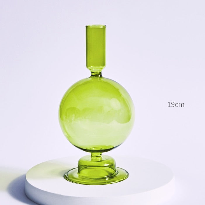 Lime Green Glass Candle Holder