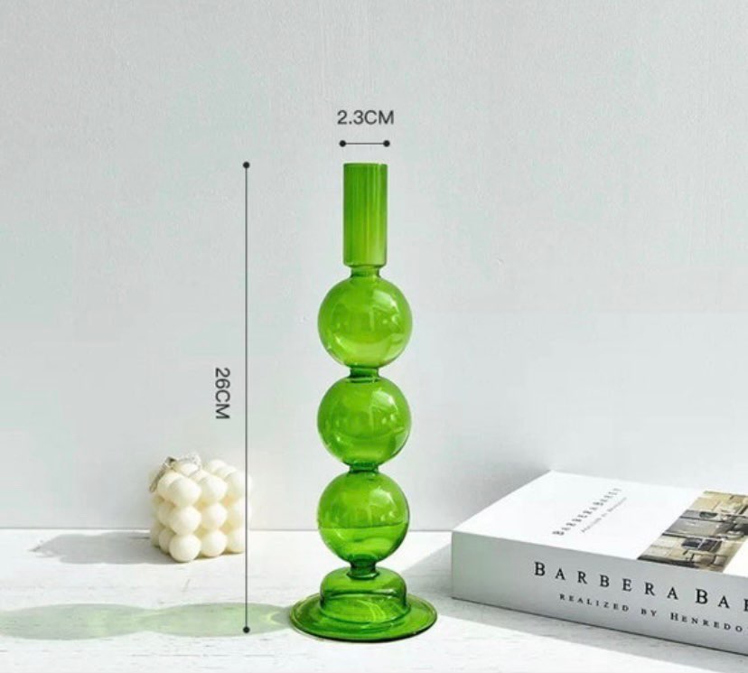 Lime Green Glass Candle Holder