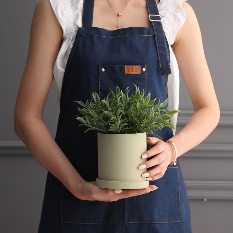 Colorful Ceramic Flowerpot With Tray