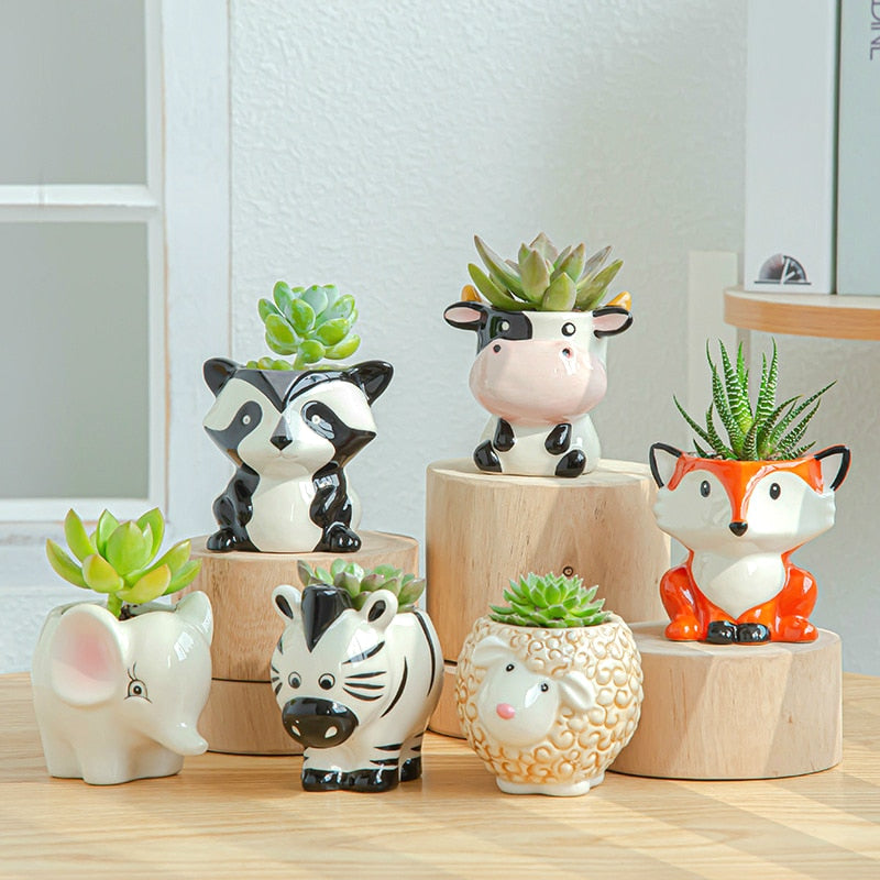 Glazed Animal Succulent Mini Planters