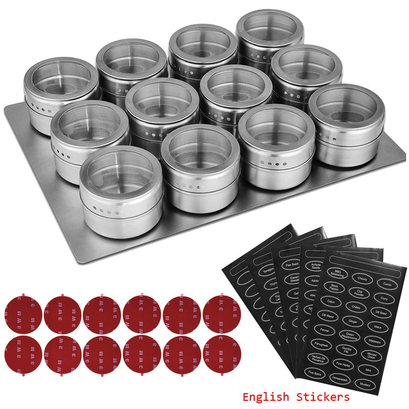 Magnetic Spice Jars With Labels