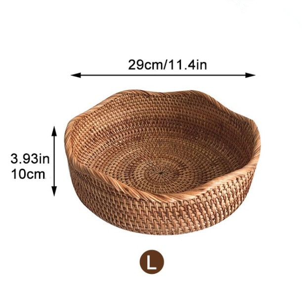 Hand-Woven Rattan Storage Tray