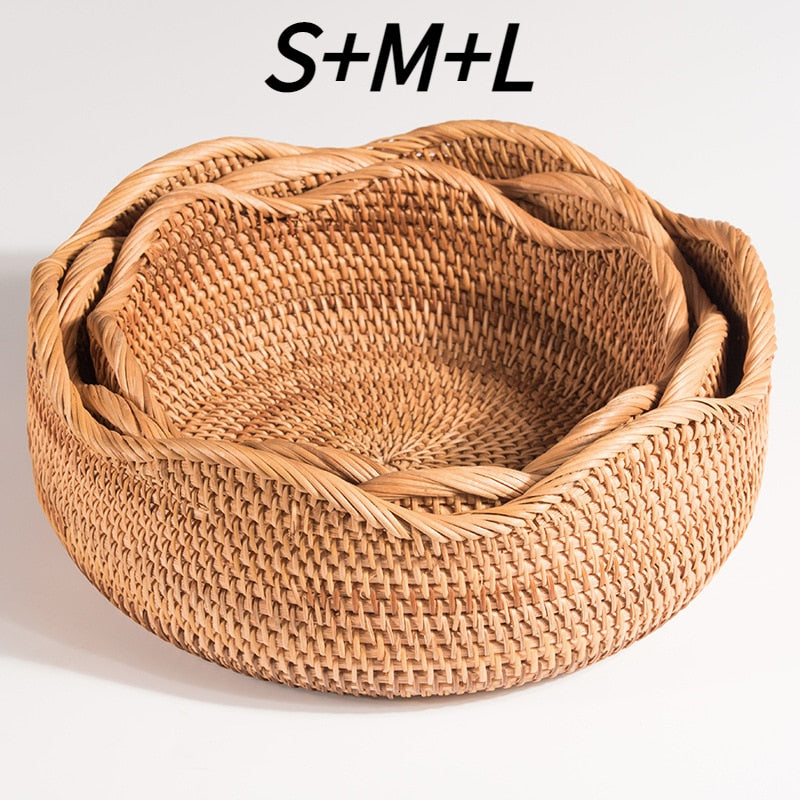 Hand-Woven Rattan Storage Tray