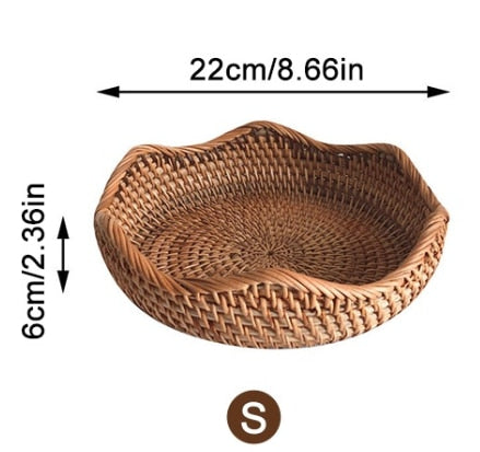 Hand-Woven Rattan Storage Tray