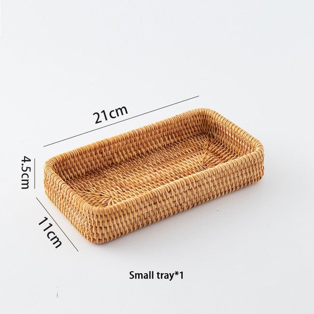 Hand-Woven Rattan Storage Tray