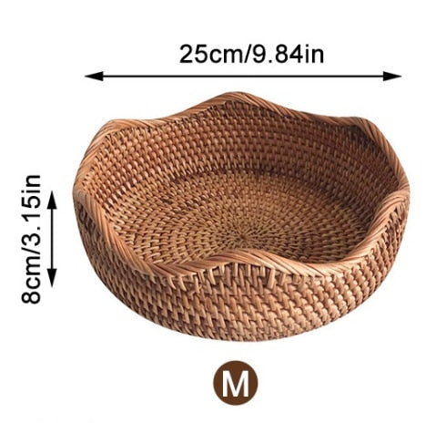 Hand-Woven Rattan Storage Tray